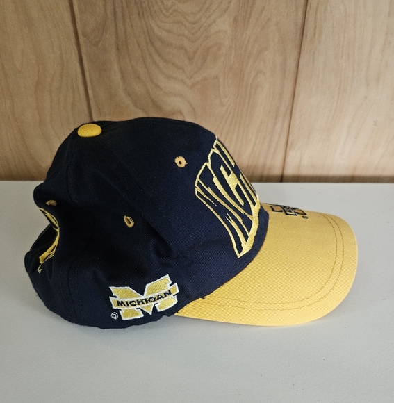 Michigan Wolverines Vintage Cap Boy Block Letter Snapback Hat In Blue OSFA - Picture 4 of 7